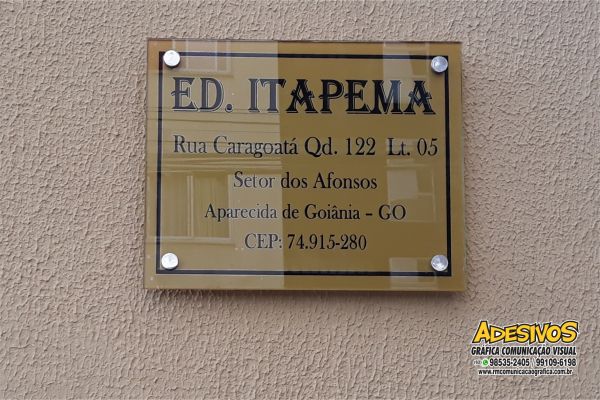 Placa de Vidro 8mm 40x50 Placa de Endereço